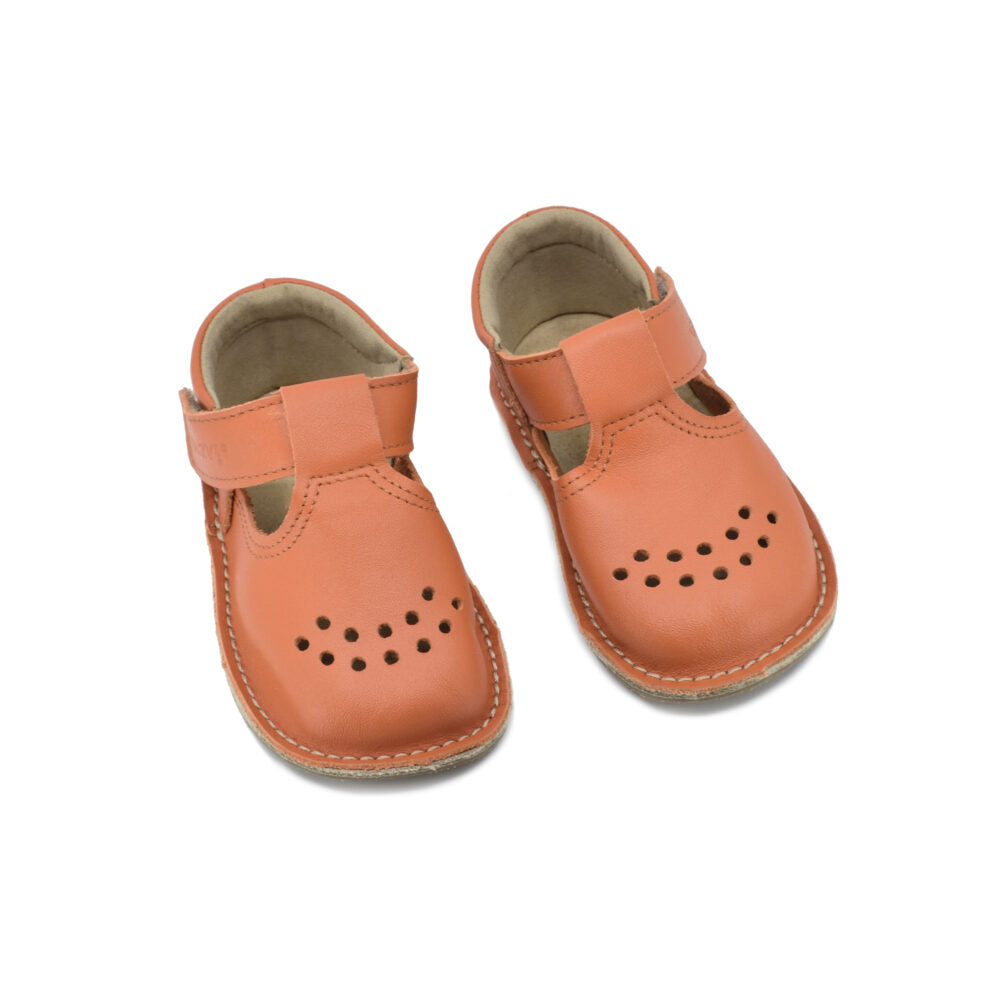 Children's Barefoot Leather Shoes - Orange