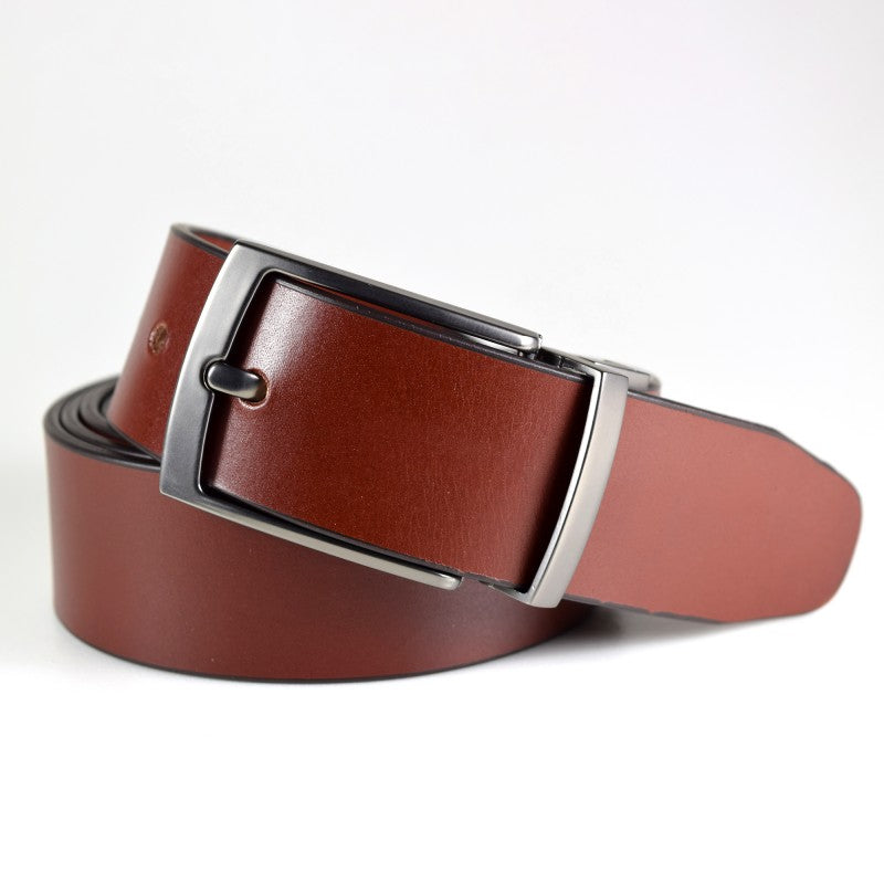 Handmade Men’s Leather Belt – Brushed Black Nickel Buckle, Made in Europe