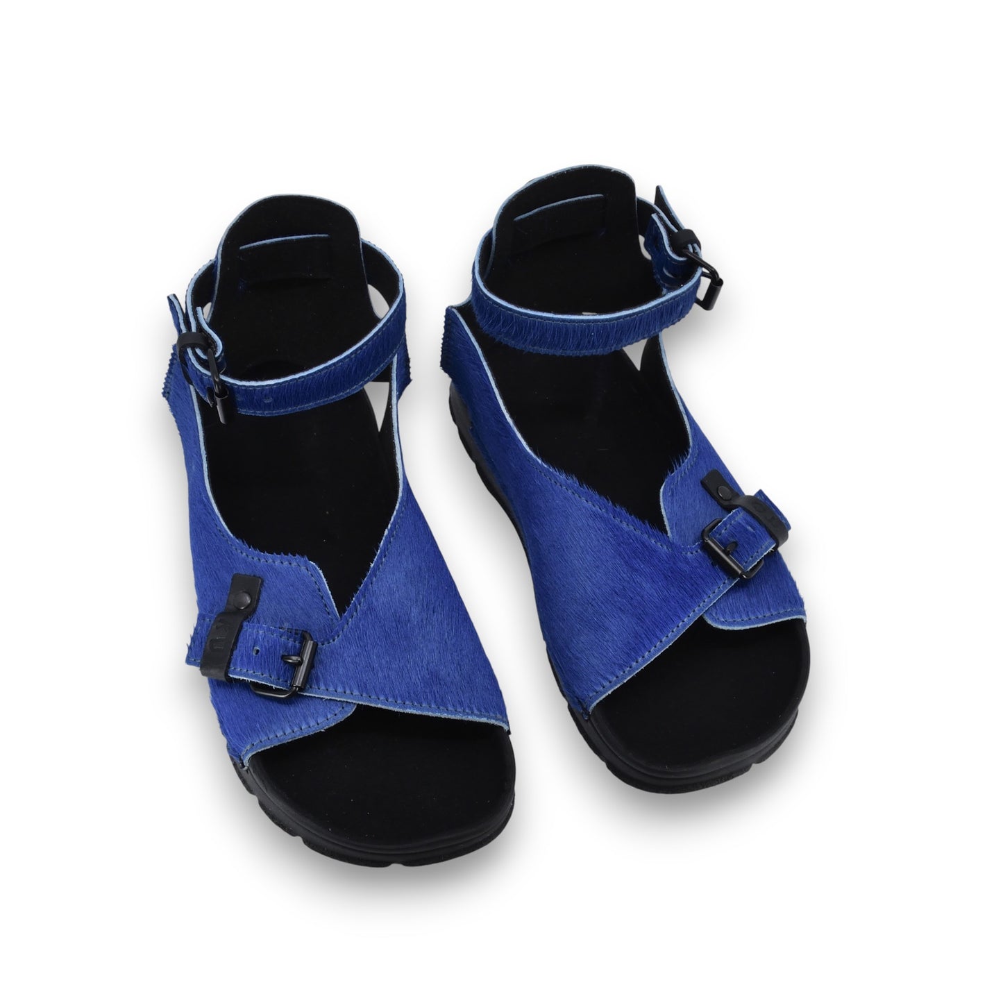 Blue natural leather Athens sandals, handmade in Europe with durable leather uppers and comfortable soles