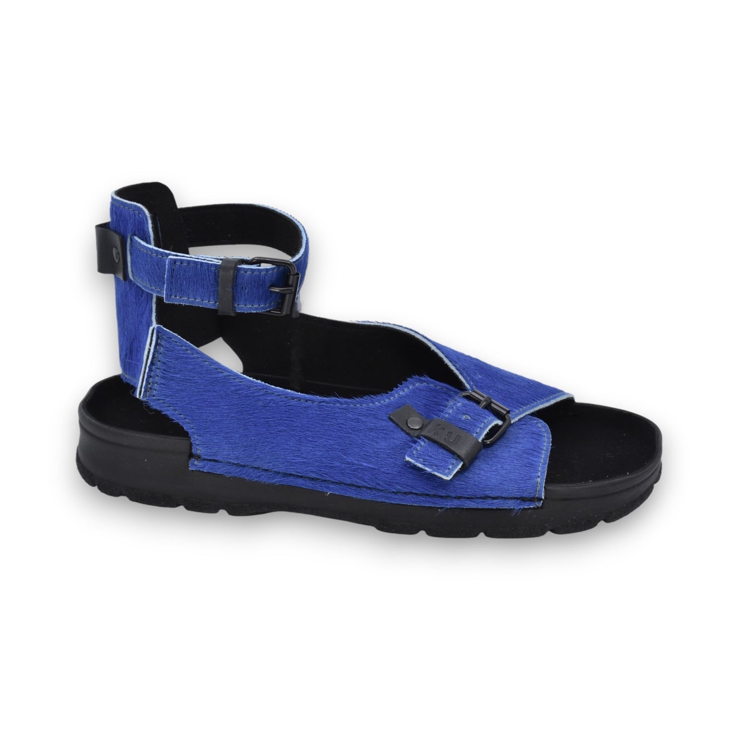 Blue natural leather Athens sandals, handmade in Europe with durable leather uppers and comfortable soles