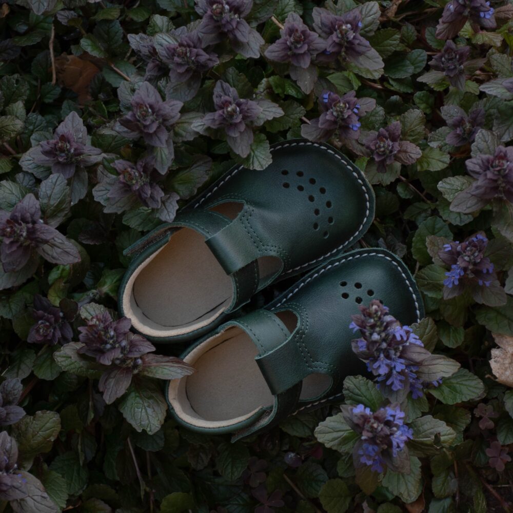 Kids Leather Shoes - Dark Green