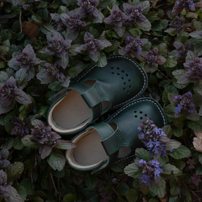 Kids Leather Shoes - Dark Green