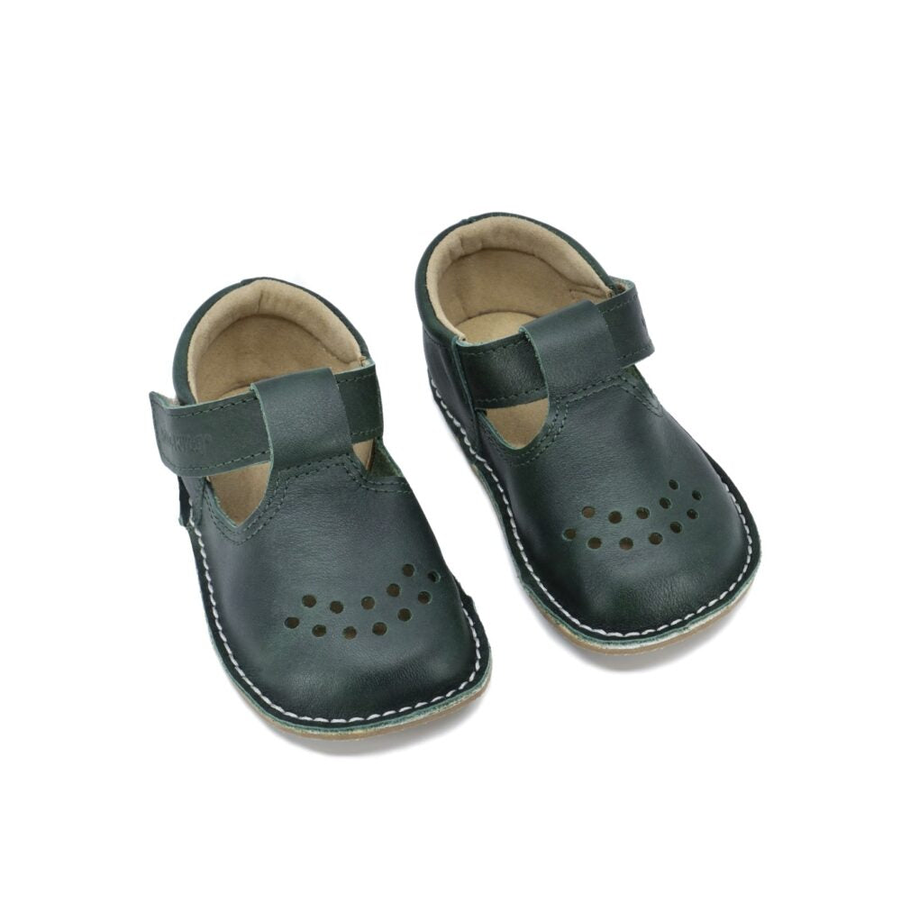 Kids Leather Shoes - Dark Green