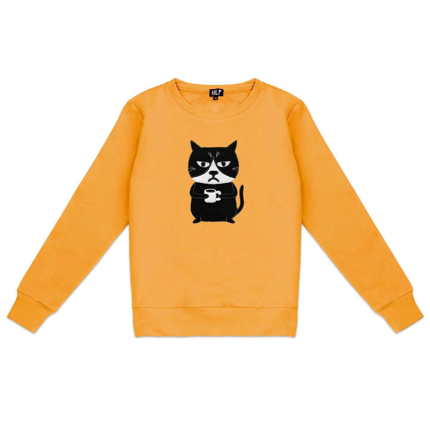 Damen Sweatshirt mit Aufschrift „Grumpy Cat“